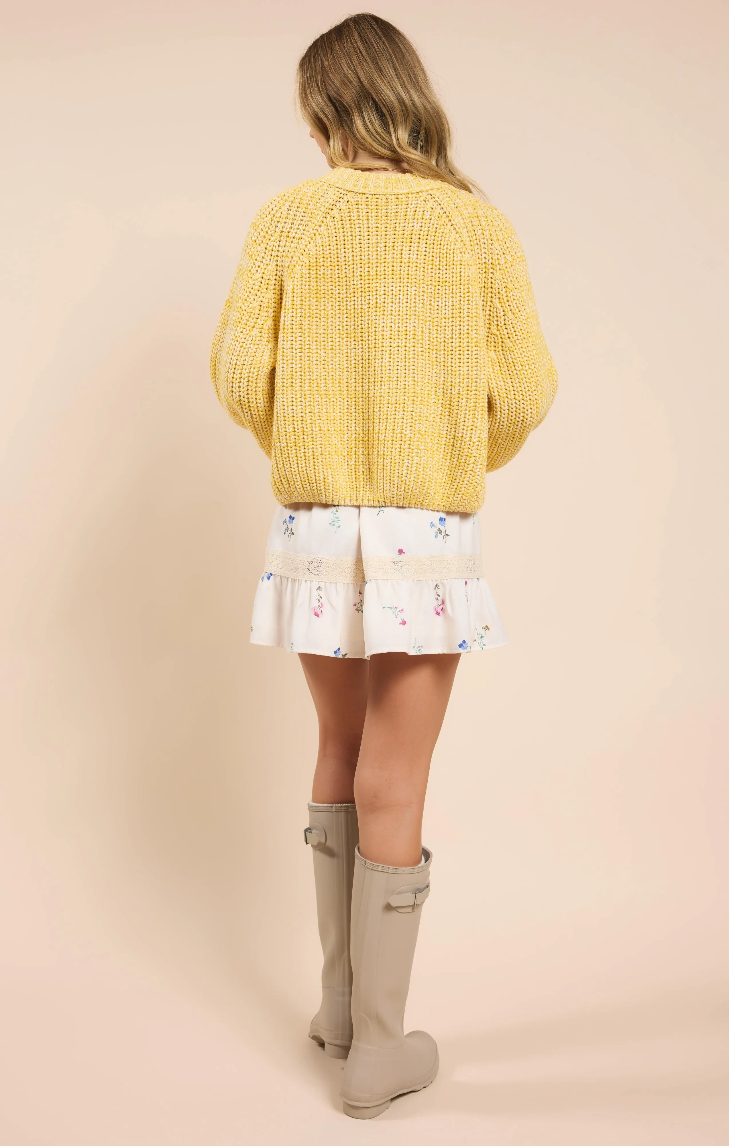 Sunroof Half Buttoned Cardigan | Lemon