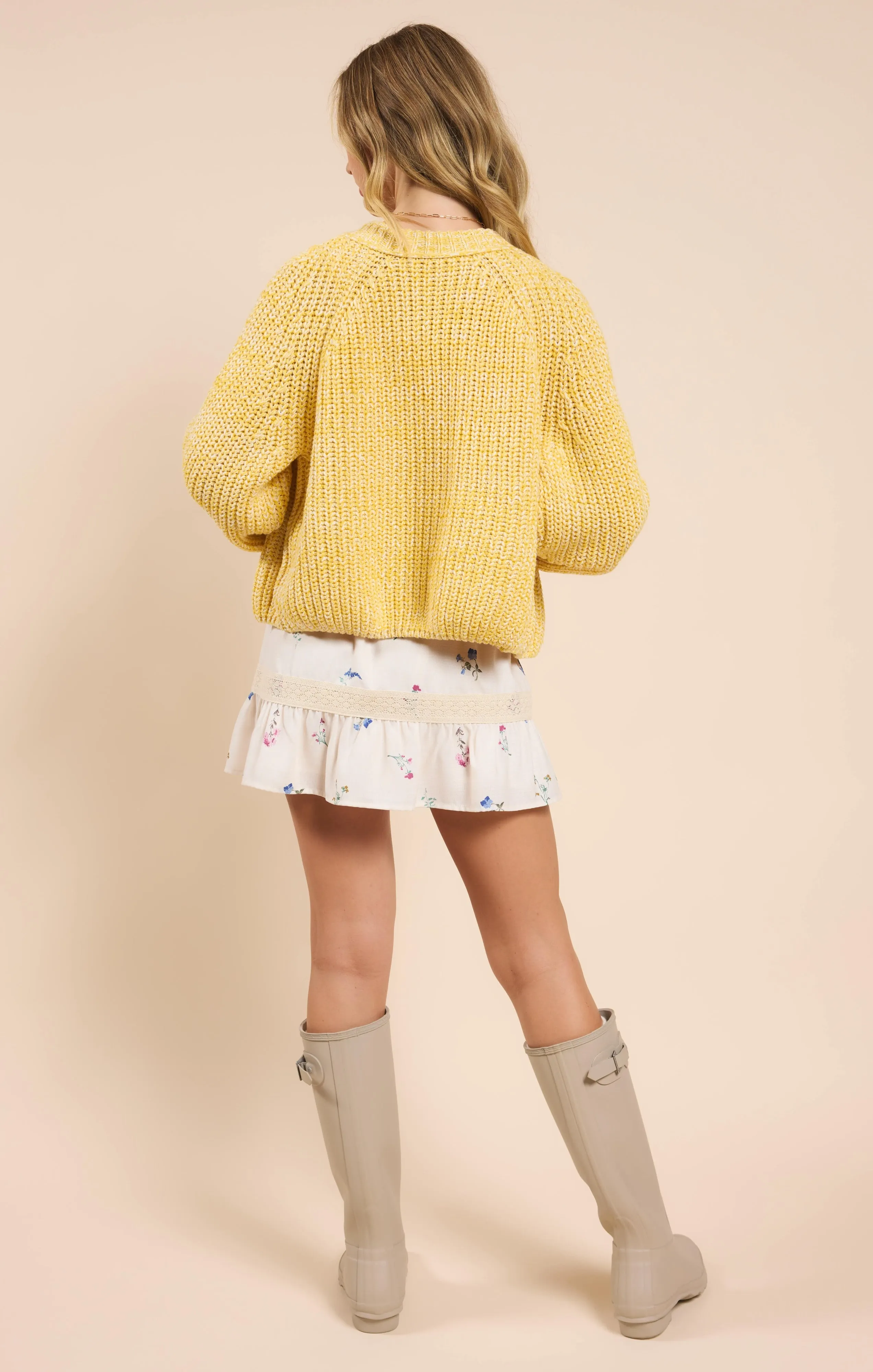 Sunroof Half Buttoned Cardigan | Lemon